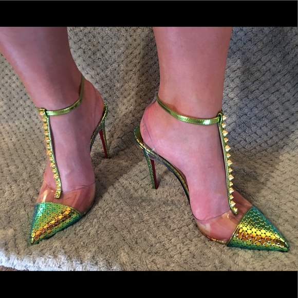 (SOLD) NWOT, Christian Louboutin Nosy Spikes Green - Picture 7 of 8